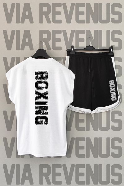 Vordevia Boxing Printed Zero Sleeve Tshirt and Shorts Sports Set