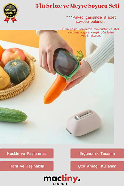 Mactiny Premium ürün Kaliteli Üretim Sağlam Dayanıklı 3'lü Sebze ve Meyve Soy...