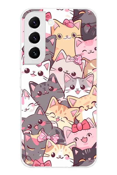TechTree Samsung Galaxy S22 Compatible Cute Cats Transparent Silicone Case