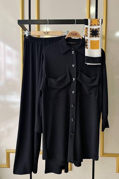 Bold Grup Women's Double Pocket Buttoned Summer Hijab Suit