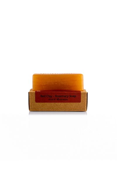 dionesse Red Clay Rosemary Soap 120 Gr - Handmade Soap with Sebum Balancing and Firming Effect