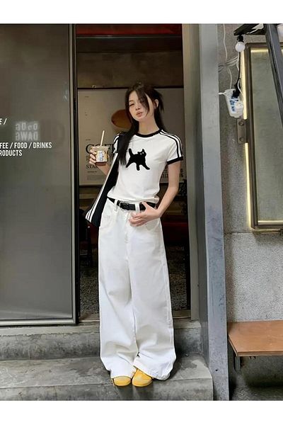 DEEFWEAR Κορμάκι μπλούζας με στάμπα Stillex Cat - Λεπτομέρεια ρίγας