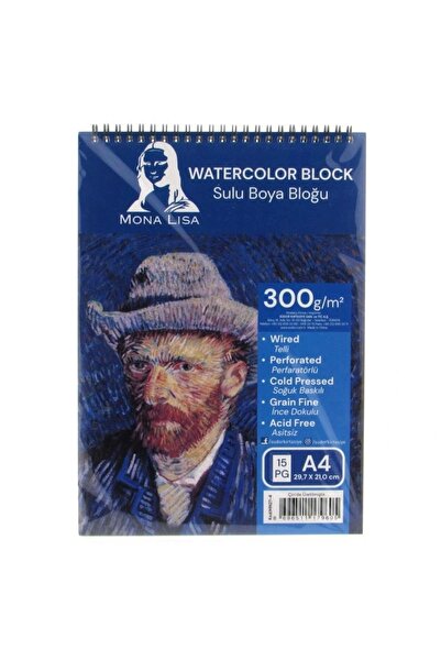 Monalisa Mona Lisa Water Color Block Notebook 300Gr A4 Size 15 Sheets