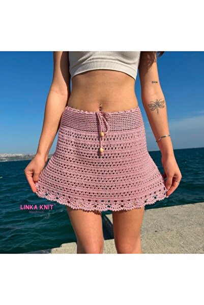 linka El yapımı örgü etek pareo, yazlık terletmeyen tığ işi etek,delikli örgü...