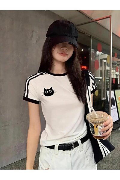 GOSSİP TEAM Κορμάκι μπλούζα με λεπτομέρεια με στάμπα Cat