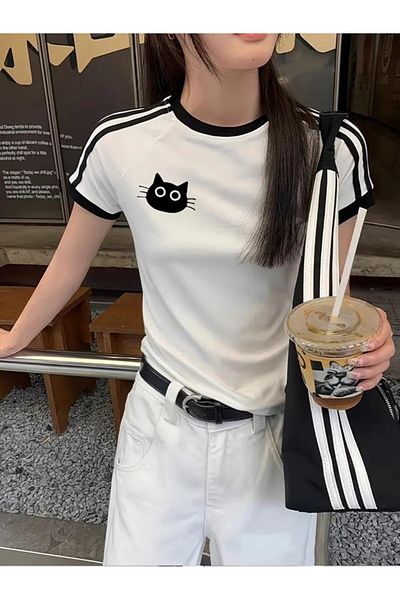 DEEFWEAR Κορμάκι μπλούζας με στάμπα Stillex Cat - Λεπτομέρεια ρίγας