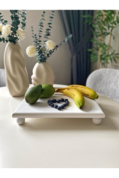 Nexura Design NEXURA DESİGN AYAKLI BEYAZ SUNUM TABAĞI (30*20)
