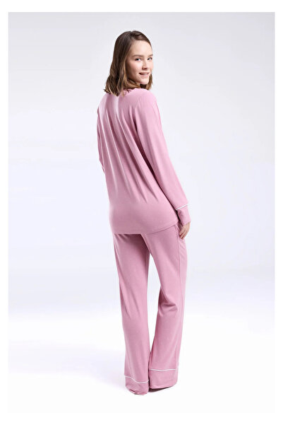 Pierre Cardin Front Buttoned Polka Dot Detailed Pajama Set