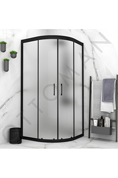 Marka MAT SİYAH PROFİL SATİNE CAM OVAL DUŞAKABİN 5mm h:190