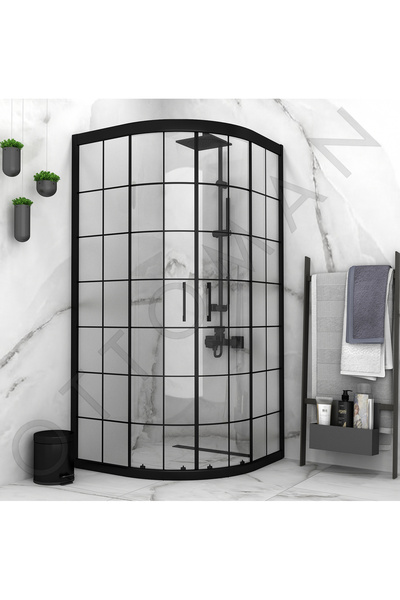 Marka MAT SİYAH PROFİL KAROLAJ CAM OVAL DUŞAKABİN 5mm h:190