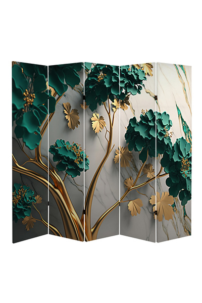 dbsanat Altın Dallar Temalı Özel Tasarım Paravan Room Divider Oda Bölücü 180 x 200 cm