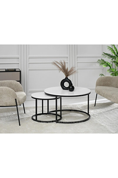 EDMONDA EV AKSESUAR SİTİL 2Lİ ORTA SEHPA YUVARLAK SEHPA