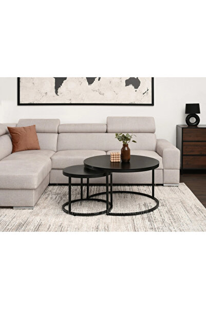 EDMONDA EV AKSESUAR SİTİL 2Lİ ORTA SEHPA YUVARLAK SEHPA