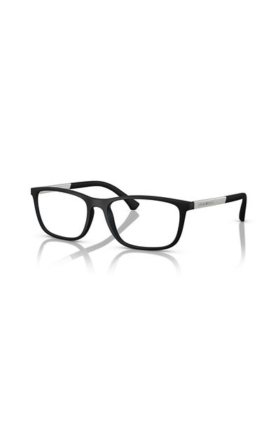 Emporio Armani Man Rectangle Eyeglasses- Ea 3069 - Lense Size:55mm - Rubber Black