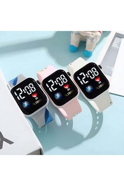 Onkatech Su Geçirmez Figürlü Dijital Dokunmatik Led Ekran Işıklı Çocuk Saati