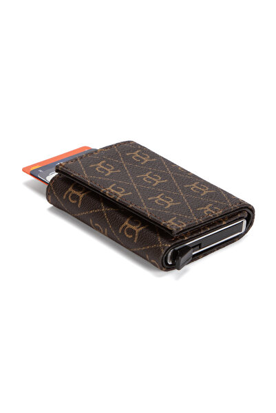 NEWISH POLO ACCESSORIES Μηχανισμός προστασίας RFID πορτοφολιού με μοτίβο καφέ (7cmx10cm)