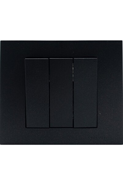 Ereğli Enerji OVİVO Grano Siyah Üçlü Anahtar  + Çerçeve
