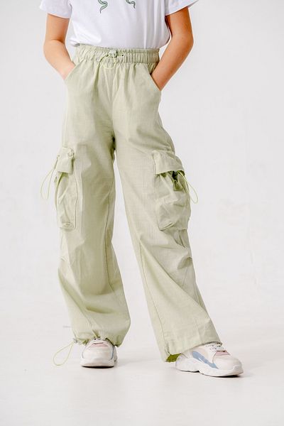 GİYİCEM TEKSTİL Girl's Elastic Waist Cargo Pants 2572