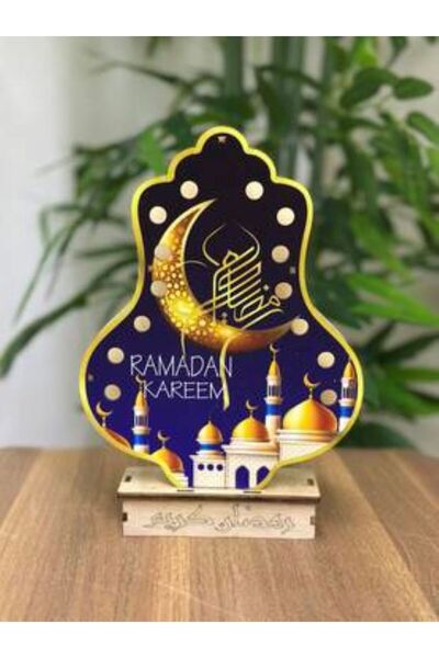 Generica ديكور خشبي ملون شكل فانوس مضيء بالبطاريه المقاس 18*25