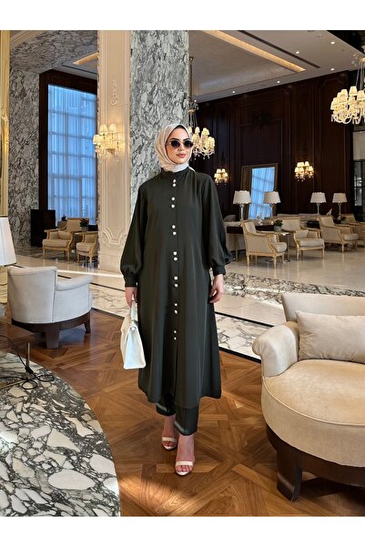 sevannaluxurydesign Pearl Button Detail Tunic & Pants Set