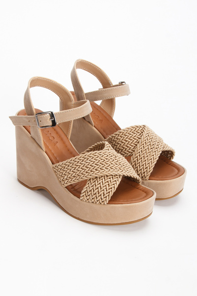 MİSSOLLES VİZON SÜET KADIN DOLGU TOPUKLU AYAKKABI