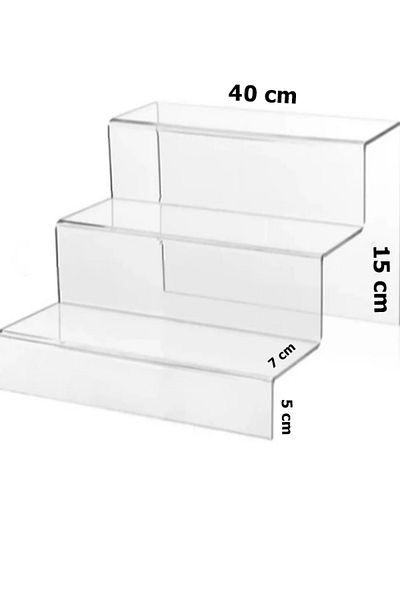 SeHa Design Seha Plexi Acrylic Spice Rack 3 mm Transparent 40 cm Width 3 Tier Product Stand
