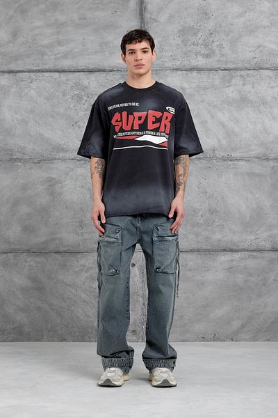 NOMARC Μαύρο μπλουζάκι Super Written Oversize