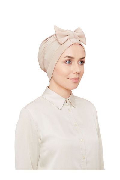 Melodi Scarf Women's Hijab Bowknot Outer Bonnet Ready Turban Stone Color
