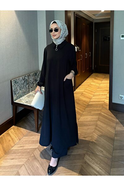 Fermuar / cep detaylı tunik & pantolon takım