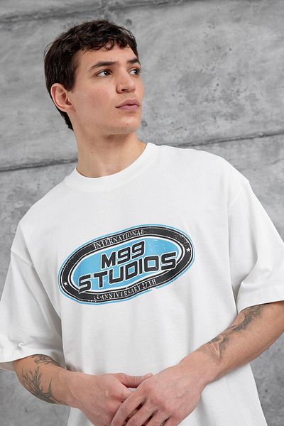 NOMARC Λευκό T-shirt Oversize με Γραφή M99 Studio