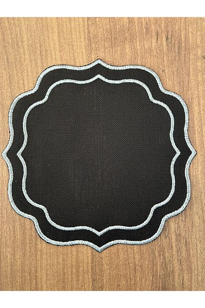 Home Sibelarthome 6-Pack Black, Silver Glitter Detailed Coffee Side Presentation Cocktail Napkins