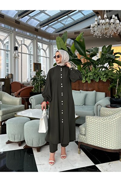 sevannaluxurydesign Pearl Button Detail Tunic & Pants Set