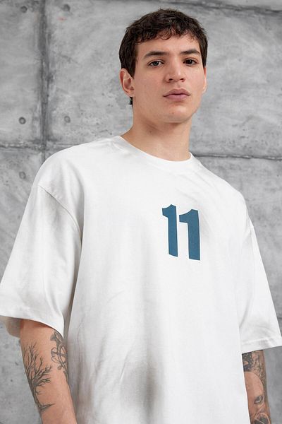 NOMARC Λευκό M11 Τυπωμένο Oversize T-shirt