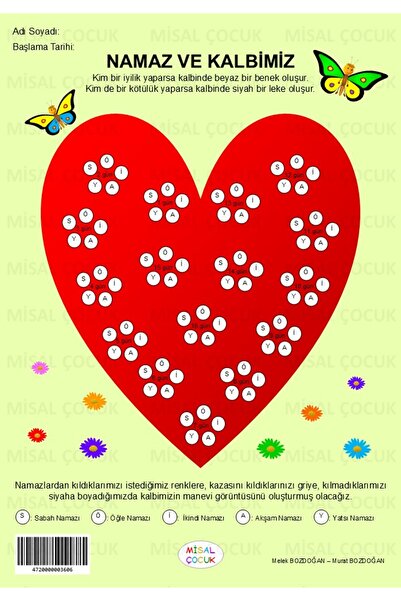 Misal Çocuk Namaz ve Kalbimiz (Ezber ve Namaz Takip Kartı)