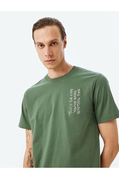 Koton Green Slogan Printed T-Shirt