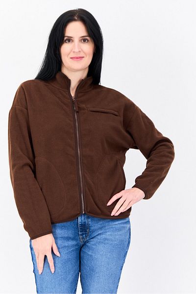 Bearpaw Women Mock Neck Solid Long Sleeves Sweatshirt, Brown