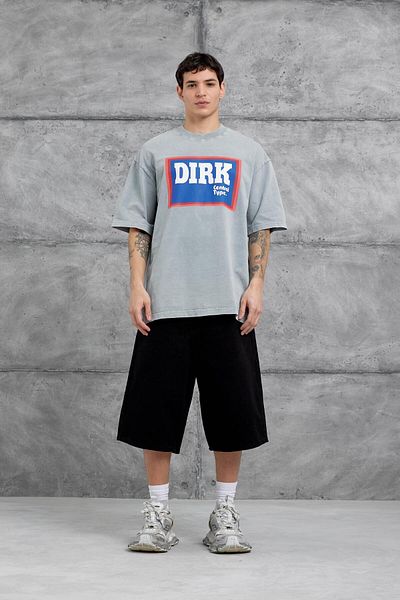 NOMARC Γκρι πλενόμενο μπλουζάκι Dirk Written Oversize