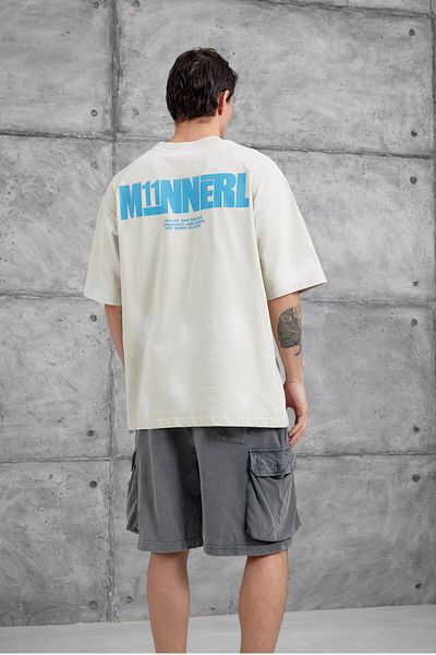 NOMARC Κρεμ M11 Written Oversize Tshirt