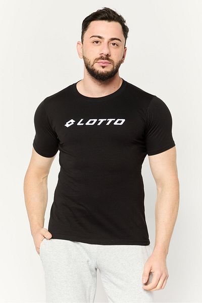 Lotto تي شيرت رجالي رياضي بأكمام قصيرة مناسب للخارج، أسود