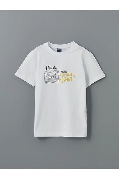 LC Waikiki Lcw Eco White Crew Neck Boys T-Shirt