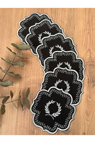 Home Sibelarthome 6-Pack Spike Pattern Black Silver Coffee Side Presentation Napkin