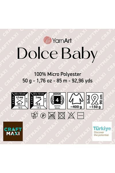 Yarnart Dolce Baby - Catifea, frânghie de tricotat manual pentru copii Yavruağzı-773