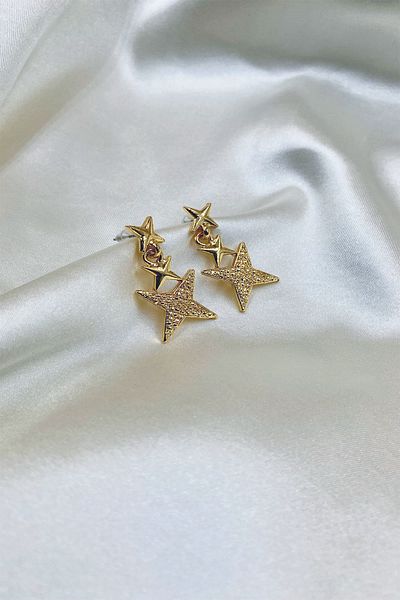 Eylülün Takısı Gold Color Starburst Earrings