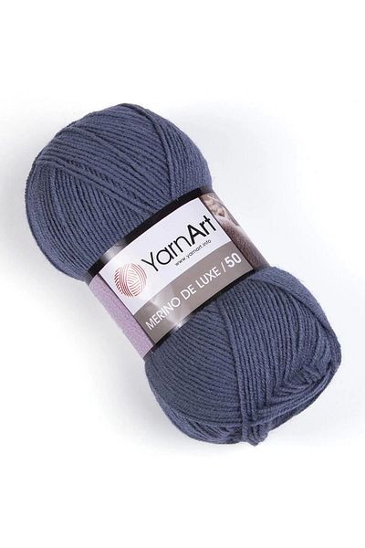 Yarnart MERINO DE LUXE 50 - 3088 Μοντέλο Γκρι-Μπλε πλεκτό φόρεμα με νήματα