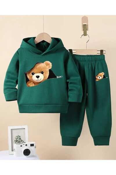 VESTIR BIEN Set de top și pantaloni pentru fetițe, cu imprimeu ursuleț și fer...