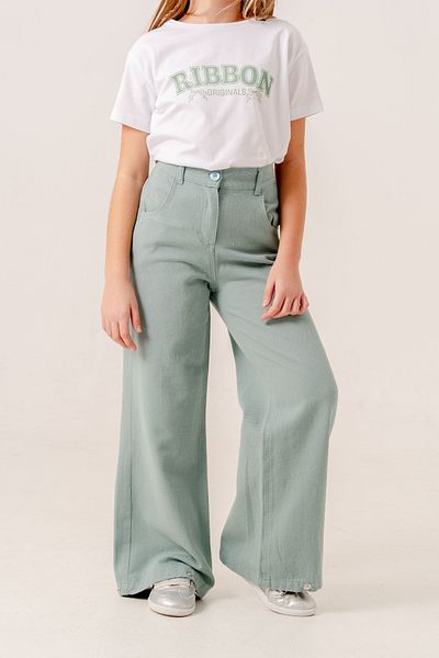 GİYİCEM TEKSTİL Girl's Wide Leg Basic Linen Trousers 2574