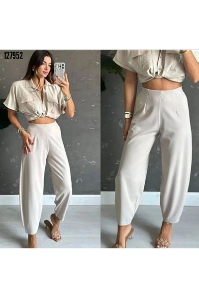 BZ Boutique Esneknessil Balloon Pantolonus Υφασμάτινο Plus Size