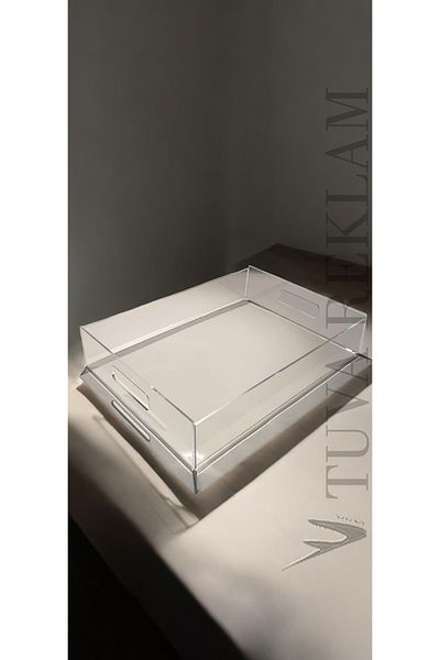 TUVAREKLAM Tuva Ad Transparent Plexiglass Kitchen Living Room Presentation Stylish Twisted Large Tray (40 X 30 cm)