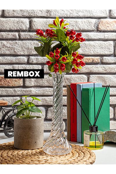 Rembox Γυάλινο Βάζο - Μινιμαλιστικό Βάζο Τριαντάφυλλο με μοτίβο 25 εκ. - Μοντέλο Βάζο Pinterest