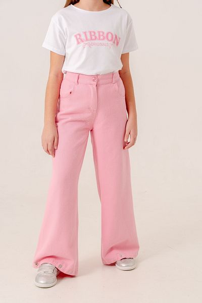GİYİCEM TEKSTİL Girl's Wide Leg Basic Linen Trousers